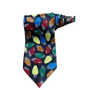 Unbranded Christmas Lights Bulbs Colorful Xmas Novelty Necktie Polyester